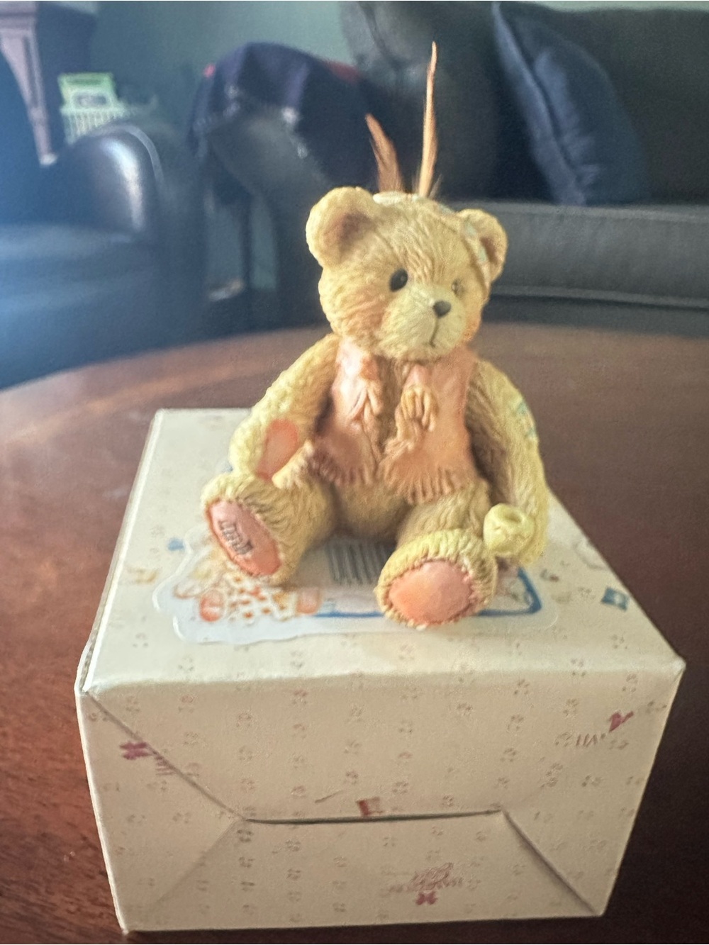 Cherished Teddies Tan Bear with Peach Accents Figurine